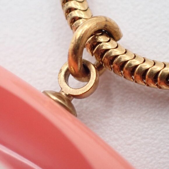 CHANEL CC Logo Snake Chain Pendant Necklace 03P Gold Pink GHW France - Picture 13 of 13